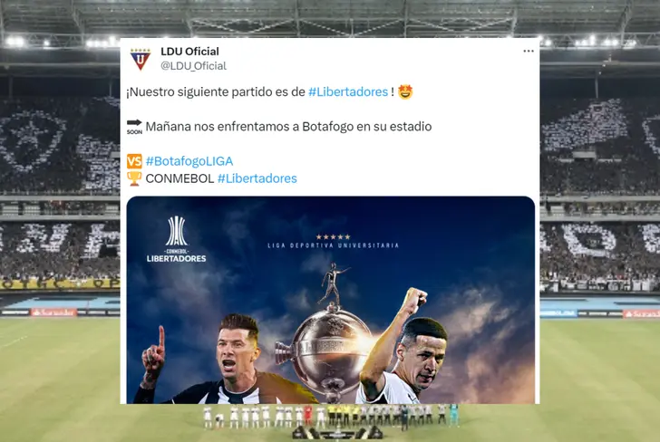 Publicación de Liga de Quito que molestó a los hinchas de Botafogo