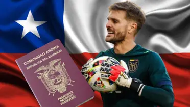 Javier Burrai sonriendo, pasaporte, bandera Chile. Foto tomada de:  Instagram Javier Burrai/Walpapers.com