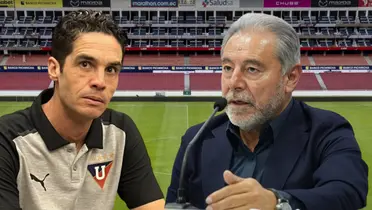 Josep Alcácer e Isaac Álvarez en el Estadio Rodrigo Paz Delgado (Foto tomada de: Primicias/Liga de Quito)