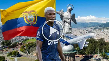 Moisés Caicedo en Ecuador, bandera Ecuador, avión. Foto tomada de: Spanish in 100 days/Chelsea