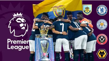 Selección Ecuador abrazados, trofeo Premier League. Foto tomada de: La Tri/Premier League