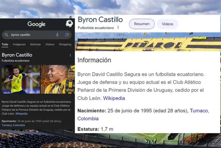 Datos de Byron Castillo en Google