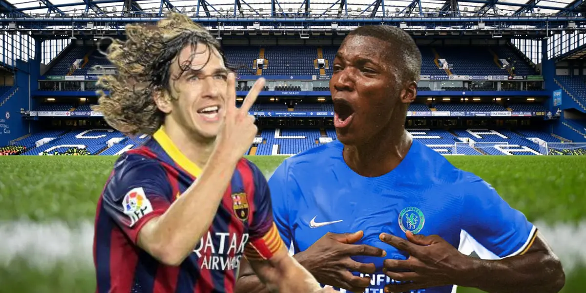 Carles Puyol festejando y Moisés Caicedo contento. Foto tomada de: Bendito Fútbol/Chelsea