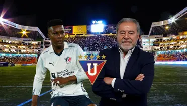 Óscar Zambrano con Isaac Álvarez en el estadio de Liga de Quito