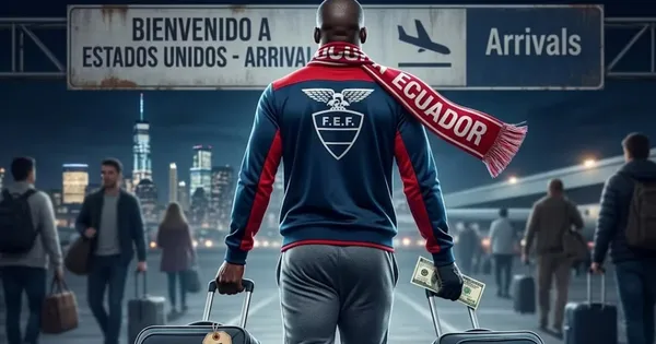 Jugador ecuatoriano llegando a los Estados Unidos
