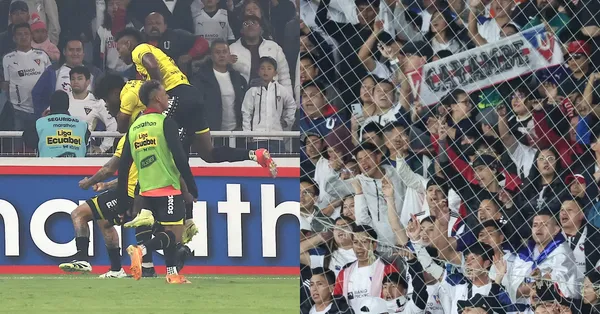 Hinchas de Liga de Quito y jugadores de Barcelona SC