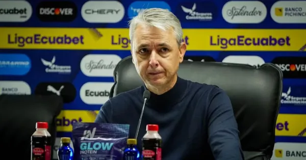 Tiago Nunes, entrenador de Liga de Quito, en rueda de prensa