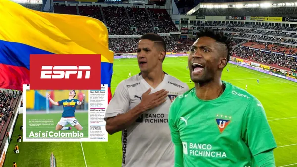 Alex Arce celebrando, Alexander Domínguez gritando, prensa Colombia, ESPN. Foto tomada de: ESPN/El Espectador