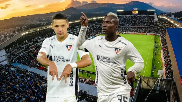 Alex Arce celebrando, Jairón Charcopa festejando. Foto de: Liga de Quito