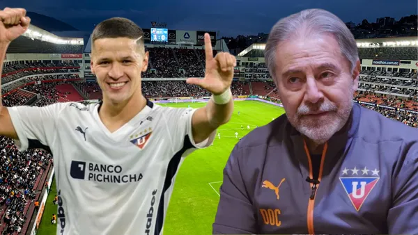 Alex Arce e Isaac Álvarez en el Estadio Rodrigo Paz Delgado (Foto tomada de: Primicias/API/La Red)