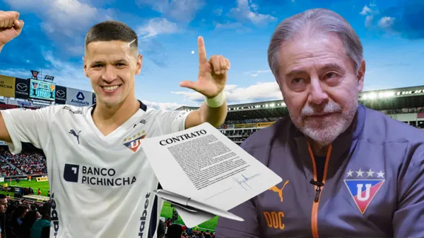 Alex Arce e Isaac Álvarez en el Estadio Rodrigo Paz (Foto toando de: Barcelona SC/API/La Red/T4 Franquicias)