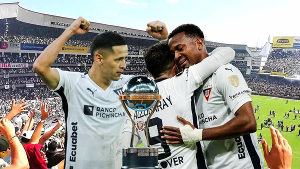 Alex Arce festejo, Michael Estrada festejo, Copa Sudamericana. Foto tomada de: Liga de Quito/El Universo