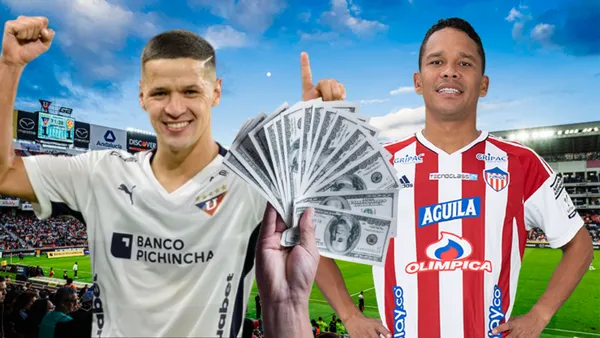 Alex Arce y Carlos Bacca en el Estadio Rodrigo Paz (Foto tomada de: Liga de Quito/API/Junior/Metro)