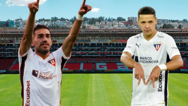 Alex Arce y Lisandro Alzugaray (Foto tomada de: Liga de Quito/Lisandro Alzugaray/API)