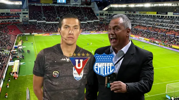 Álex Cajas arbitro, Hernán Torres gritando. Foto tomada de: Studio Futbol/Emelec