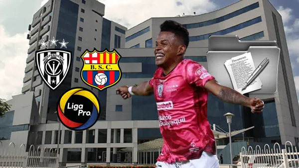 Alexander Bolaños festejando, IDV y BSC equipos Liga Pro. Foto tomada de: Ecuavisa/Cámara de Comercio