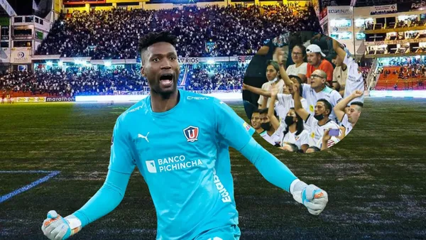 Alexander Domínguez gritando, hinchada de Liga de Quito. Foto tomada de: Liga de Quito/IDV