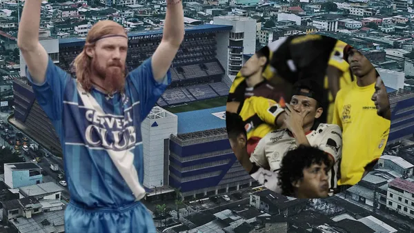 Alexi Lalas e hinchas de Barcelona SC (Foto tomada de: Wikipedia/Barcelona SC)