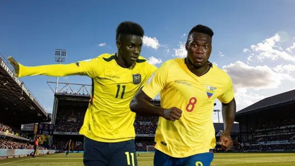Allen Obando celebrando, Felipe Caicedo corriendo. Foto tomada de: Conmebol/API