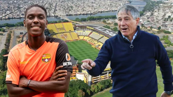 Allen Obando y Ariel Holan en el Estadio Monumental (Foto tomada de: Barcelona SC/Primicias)
