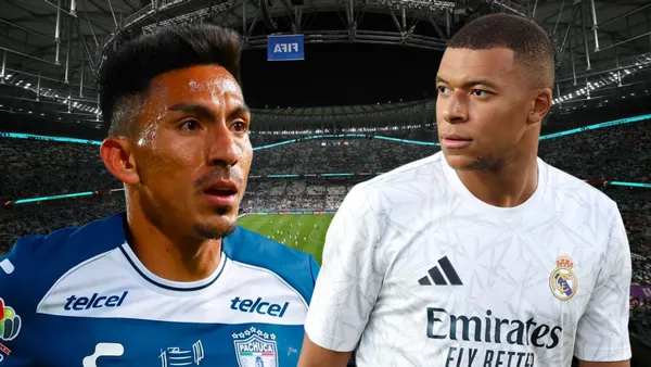 Ángel Mena y Kylian Mbappé (Foto tomada de: ESPN/Pachuca/Real Madrid)