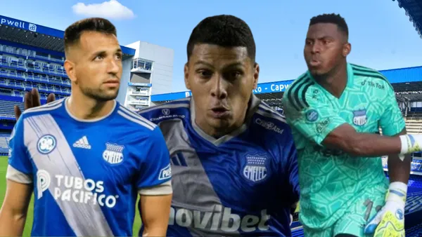 Aníbal Leguizamón, Luis Fernando León y Pedro Ortiz en el Estadio Capwell (Foto tomada de: El Universo/API)