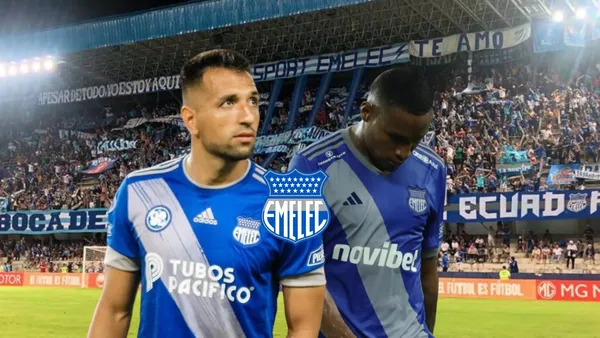 Aníbal Leguizamón preocupado, escudo Emelec. Foto tomada de: Emelec/API