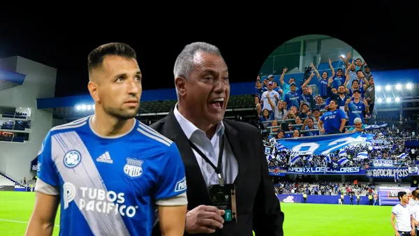 Aníbal Leguizamón preocupado y Hernán Torres gritando. Foto tomada de: Noticias Caracol/Emelec