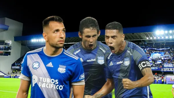 Aníbal Leguizamón serio, Luis Leon gritando. Foto tomada de: Emelec