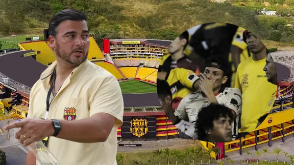 Antonio Álvarez e hinchas de Barcelona SC (Foto tomada de: Barcelona SC/API)
