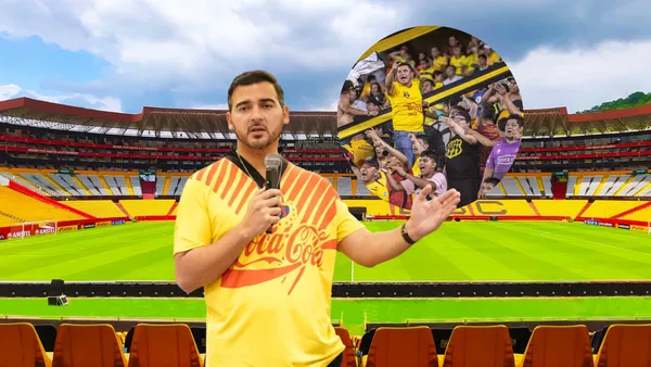 Antonio Álvarez hablando con los hinchas de Barcelona SC