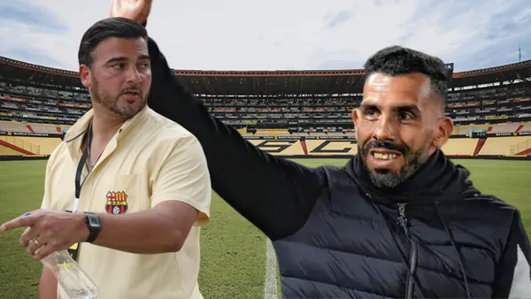 Antonio Álvarez y Carlos Tevez (Foto tomada de: Municipio de Guayaquil/Carlos Tevez/API)