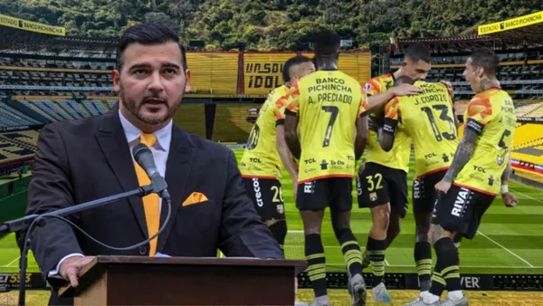 Antonio Álvarez y jugadores de Barcelona SC (Foto tomada de: Barcelona SC/API)