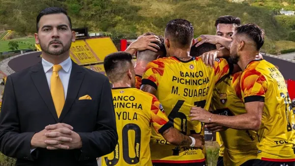 Antonio Álvarez y jugadores de Barcelona SC (Foto tomada de: Barcelona SC/API)