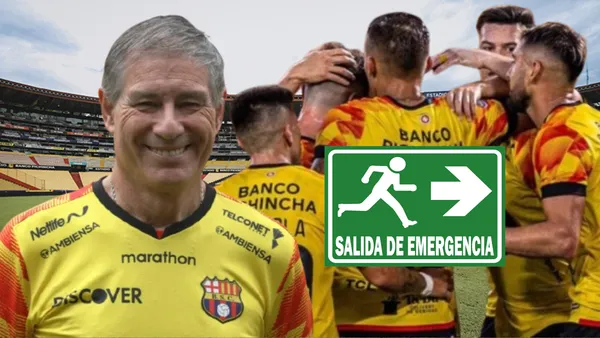 Antonio Álvarez y jugadores de Barcelona SC (Foto tomada de: Municipio de Guayaquil/Barcelona SC/API/AC Planeta Fuego)