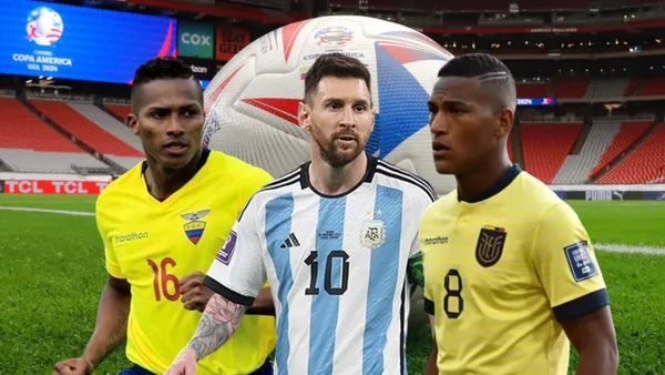 Antonio Valencia, Lionel Messi, Carlos Gruezo. Foto tomada de: ESPN/Wikipedia/La Tri