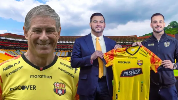 Ariel Holan, Antonio Álvarez y Octavio Rivero (Foto tomada de: Barcelona SC/API)