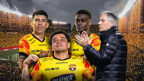 Ariel Holan aplaudiendo, jugadores Barcelona SC. Foto tomada de: Barcelona SC