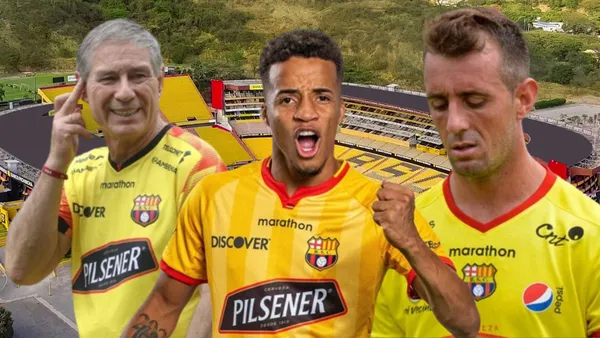 Ariel Holan, Byron Castillo y Damián Díaz (Foto tomada de: Barcelona SC/API)