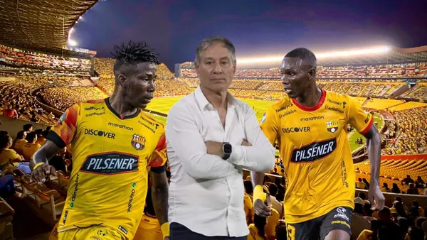 Ariel Holan cruzado los brazos, Adonis Preciado y Janner Corozo jugando. Foto tomada de: ESPN/Ja Jornada Hidalgo