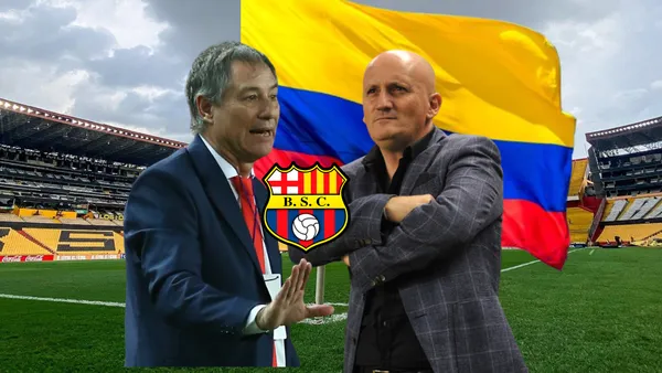 Ariel Holan dando indicaciones, Pablo Repetto serio, escudo de BSC, bandera Colombia. Foto tomada de:m Goal.com/Primicias