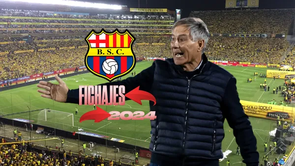 Ariel Holan dirigiendo, escudo de Barcelona SC. Foto tomada de: Barcelona SC