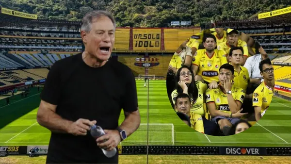 Ariel Holan e hinchas de Barcelona SC (Foto tomada de: Barcelona SC/API)