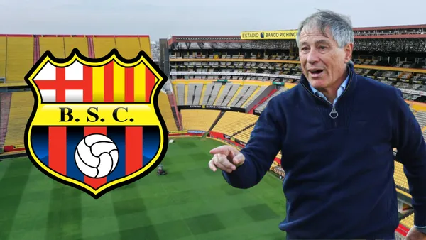 Ariel Holan en el Estadio Monumental (Foto tomada de: Extra/Wikipedia/Ecuavisa)