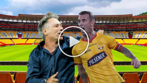 Ariel Holan enojado, Damián Díaz gritando. Foto tomada de: Barcelona SC