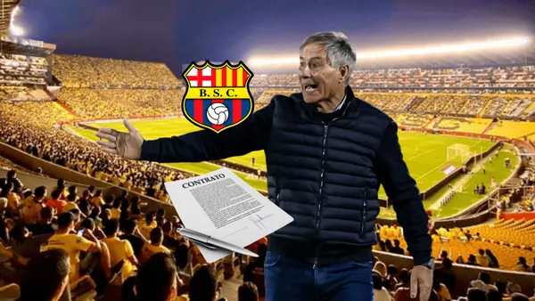 Ariel Holan, escudo Barcelona SC. Foto tomada de: Barcelona SC/Pes Logos