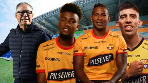 Ariel Holan, Jhonnier Chalá, William Vargas y Braian Oyola (Foto tomada de: Manabí/Primicias/Barcelona SC/