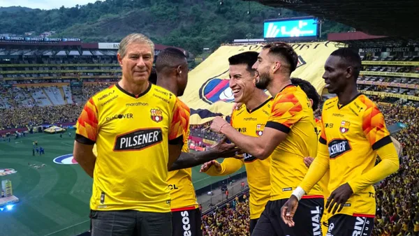 Ariel Holan, jugadores de Barcelona SC festejando. Foto tomada de: Barcelona SC