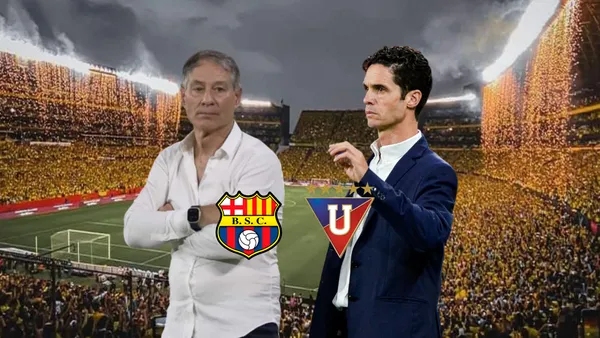 Ariel Holan serio, Josep Alcácer dirigiendo. Foto tomada de: BSC/LDU