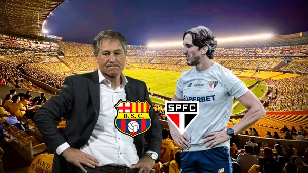 Ariel Holan serio, Luis Zubeldía enojado. Foto tomada de: BSC/Sao Paulo